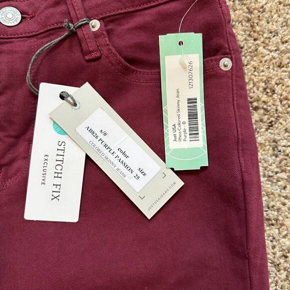 NWT Stitch Fix Exclusive Rhea Skinny Jean Sz. 0 Purple Passion by Just USA Mid R - Picture 5 of 5